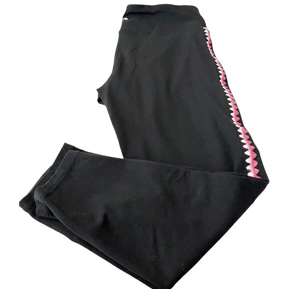 IDEOLOGY HIGH RISE ACTIVEWEAR LEGGINGS, WOMENS, L, BLACK W/PINK TRIM,FULL LENGTH - Picture 7 of 11